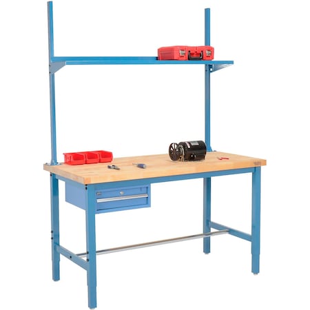 Global Industrial 60x30 Production Workbench Birch Square Edge, Drawer, Upright & Shelf BL 318959BL